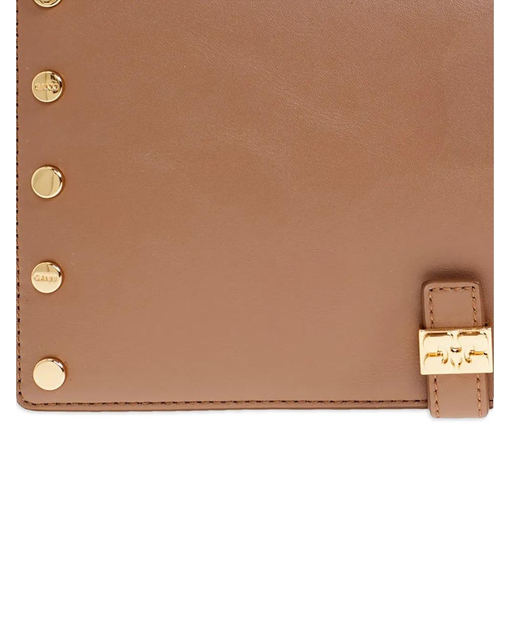 Ganni Brown Studs-Embellishment Flap Wallet