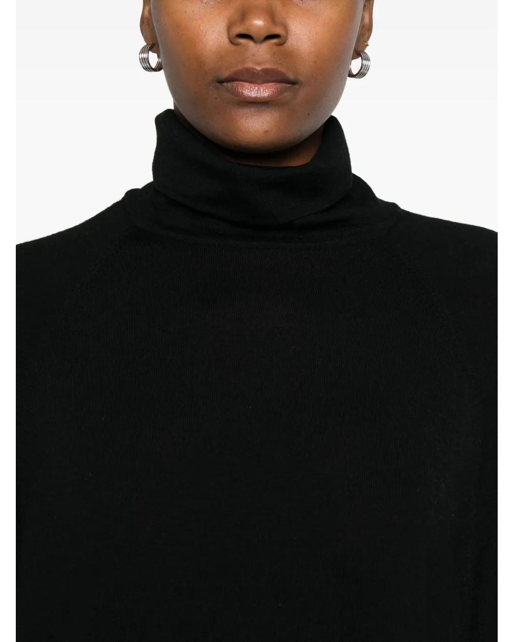 Psophia Black Roll-Neck Panelled Sweater
