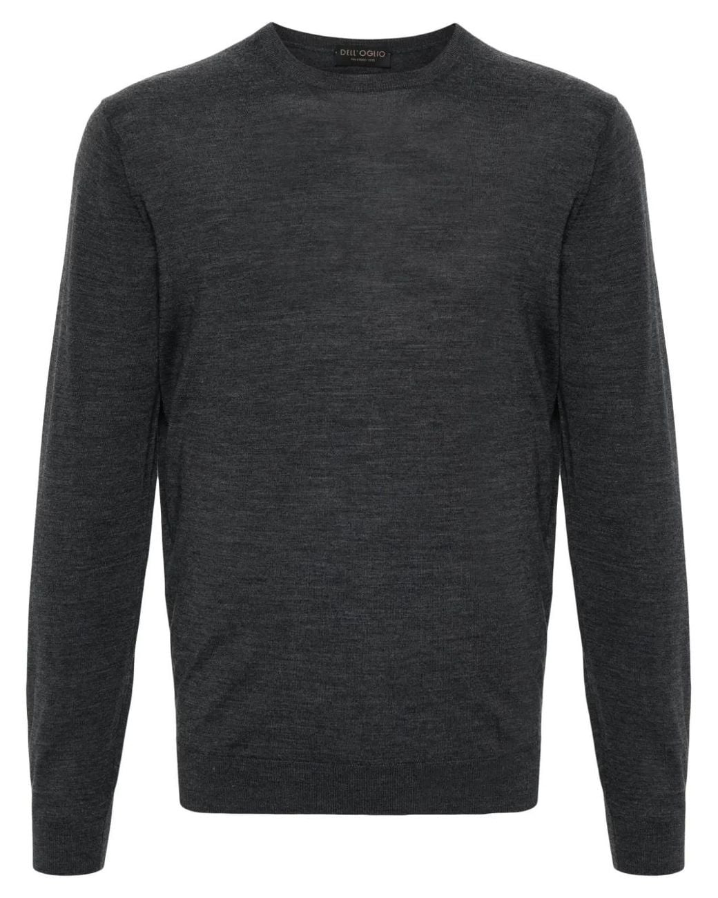Dell'Oglio Gray Crew-Neck Merino-Wool Jumper for men