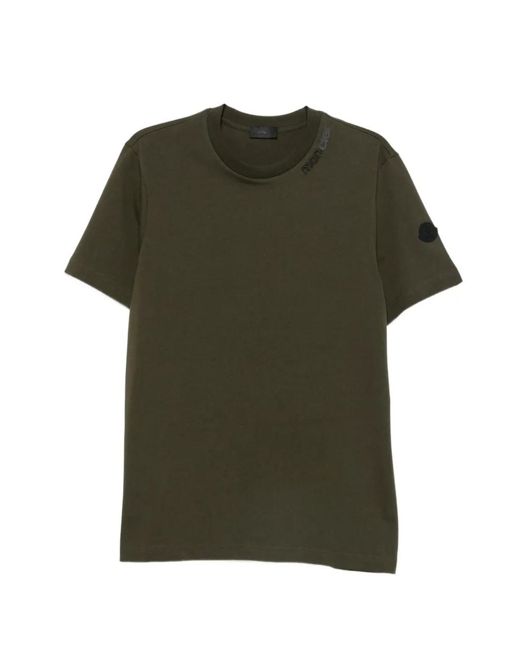 Moncler Green Logo-Patch T-Shirt for men