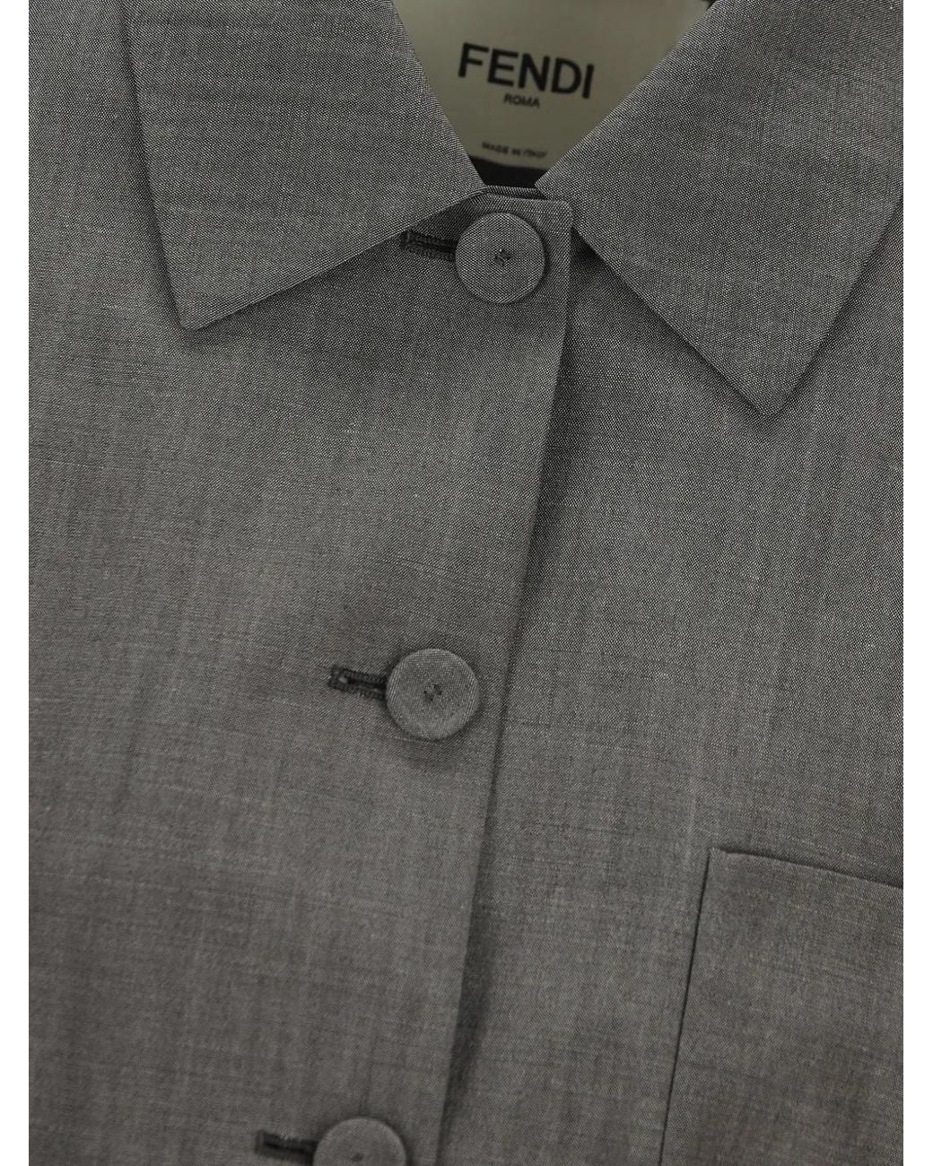 Fendi Gray Buttoned Jacket