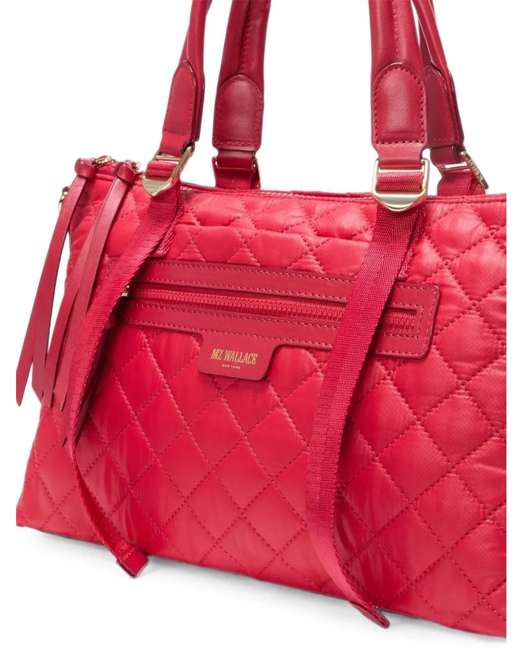 MZ Wallace Red Small Park Quilted Leather Tote Bag