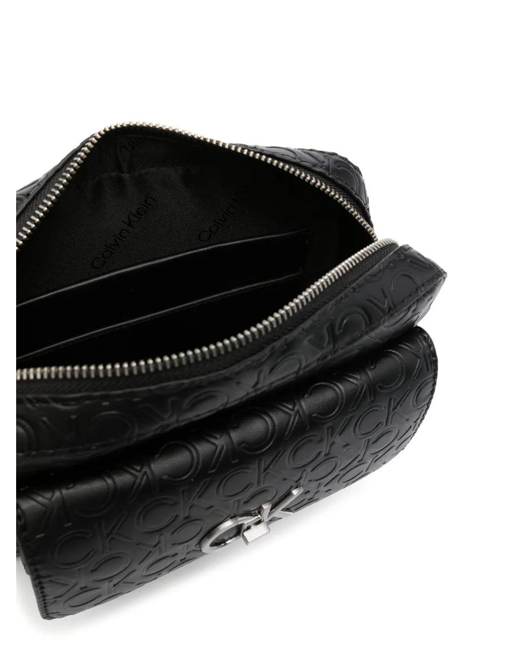 Calvin Klein Black Logo-Lettering Crossbody Bag