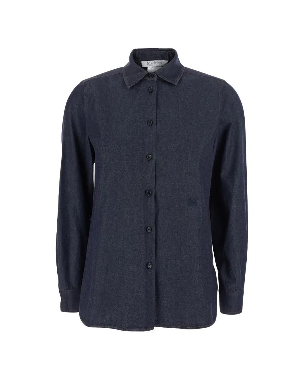Max Mara Blue Logo-Embroidered Denim Shirt
