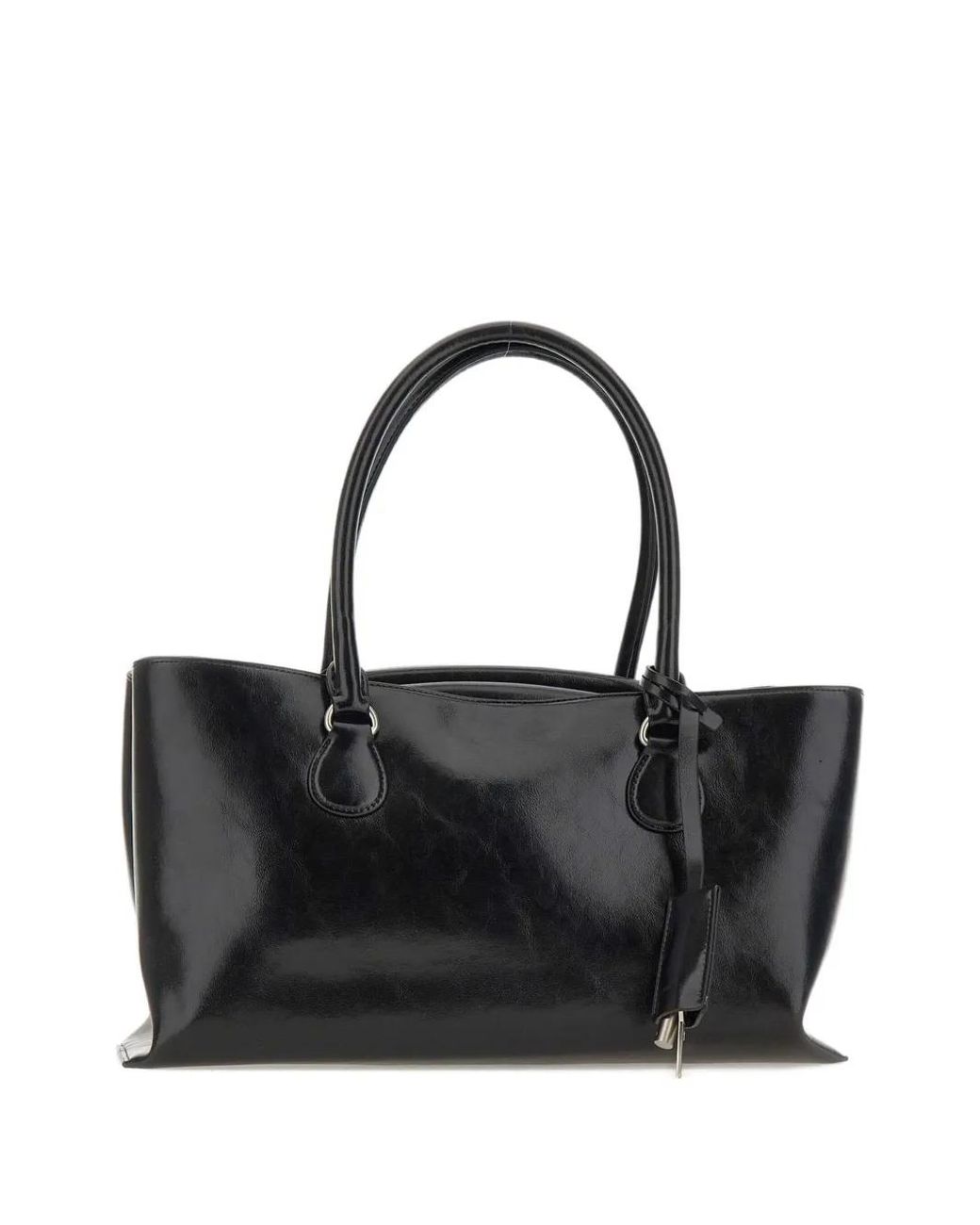 OSOI Black Double-Handle Leather Tote Bag