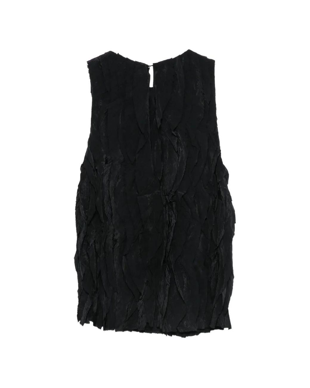 Alysi Black Feather-Effect Sleeveless Blouse
