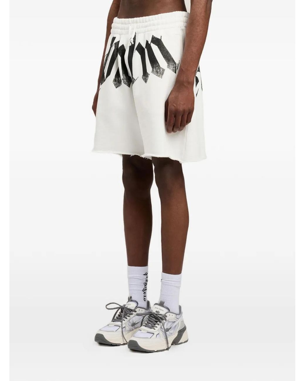 Palm Angels White Shorts Logo for men