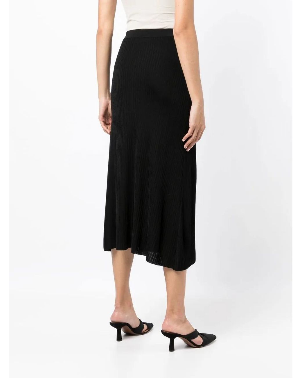 Ferragamo Black Ribbed-Knit A-Line Skirt