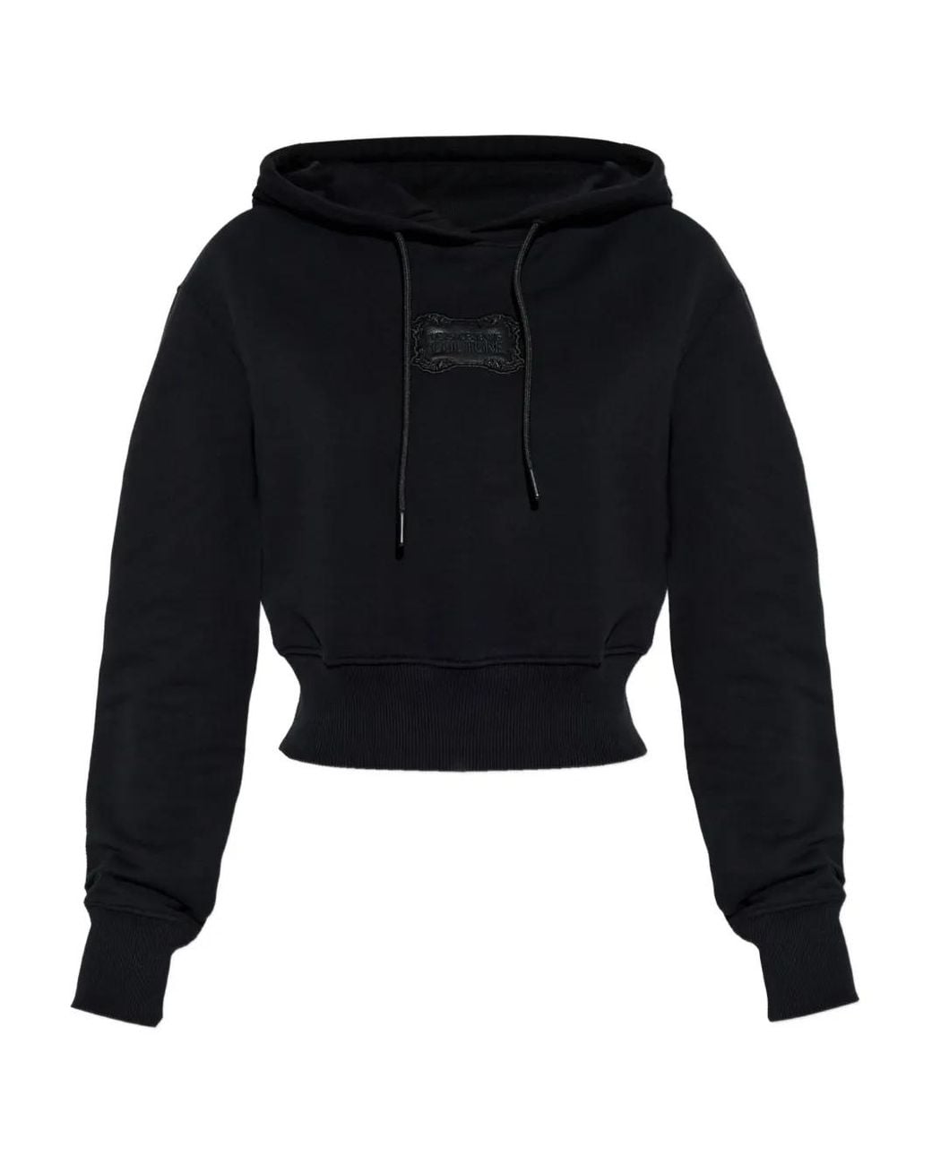 Versace Jeans Couture Black Logo-Patch Hoodie
