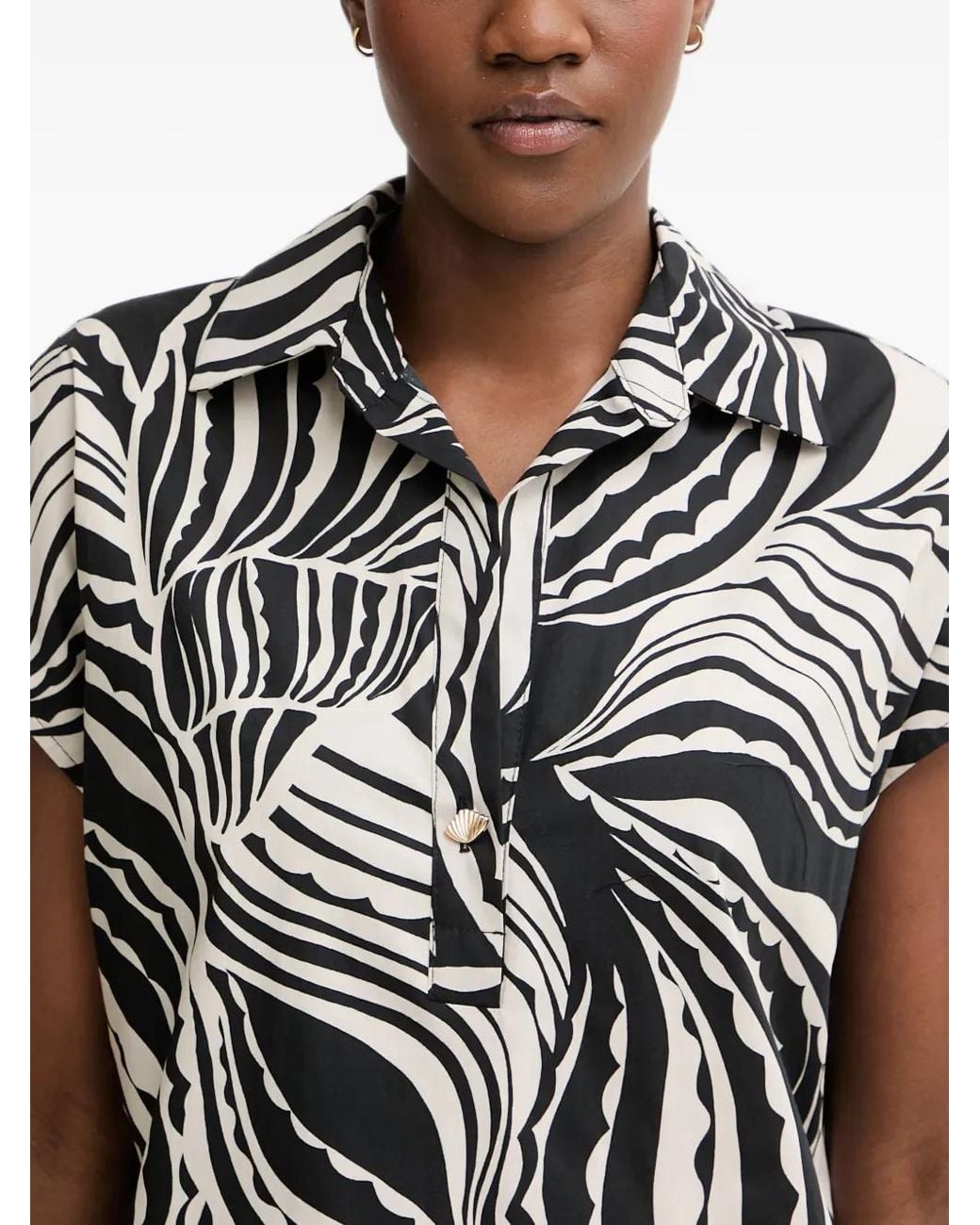 Joseph Ribkoff White Abstract-Print Cap-Sleeved Midi Dress
