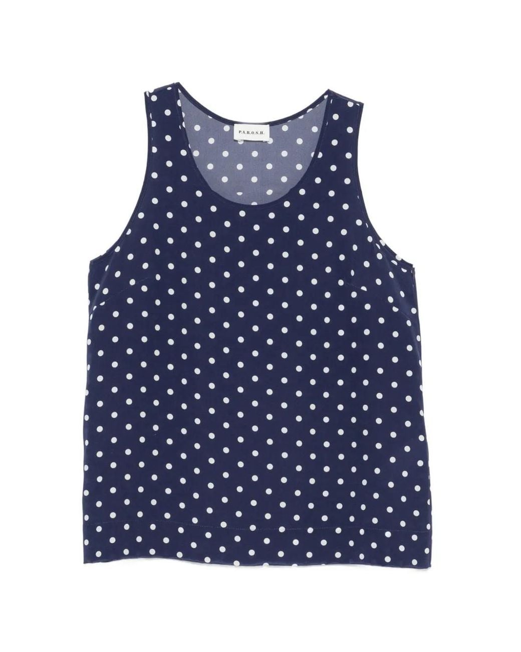 P.A.R.O.S.H. Blue Polka-Dot Sleeveless Top