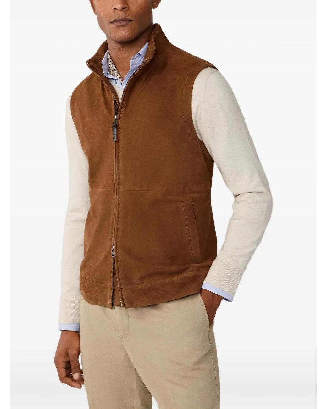 Hackett Brown Suede Gilet for men