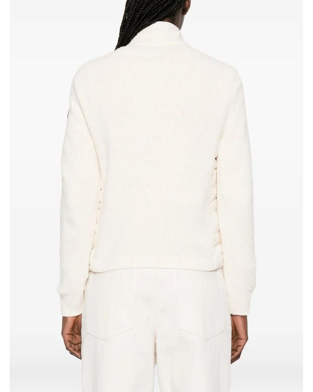 Moncler White High-Neck Zip-Up Puffer Jacket