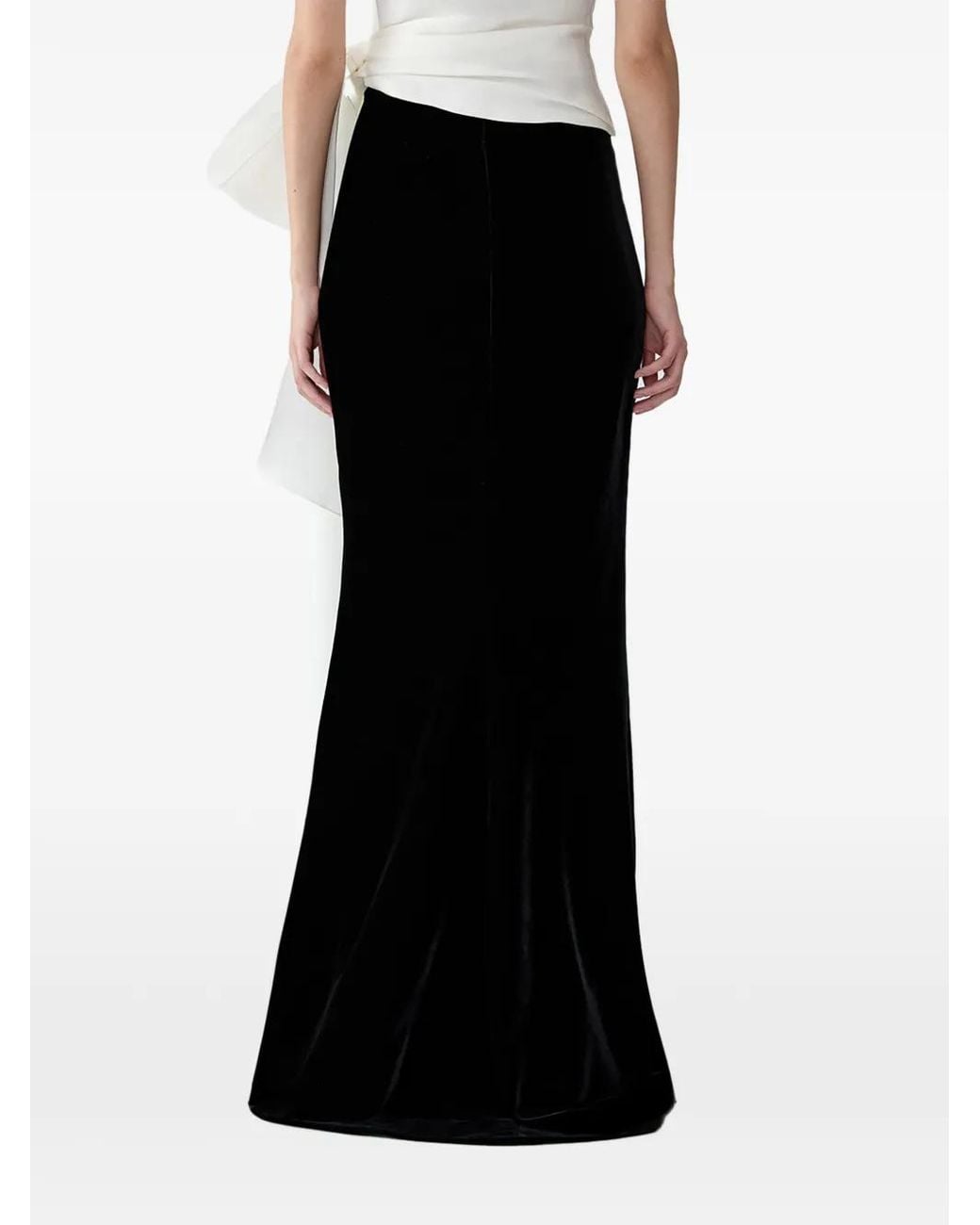 Carolina Herrera Black Stretch-Velvet Fitted Trumpet Maxi Skirt