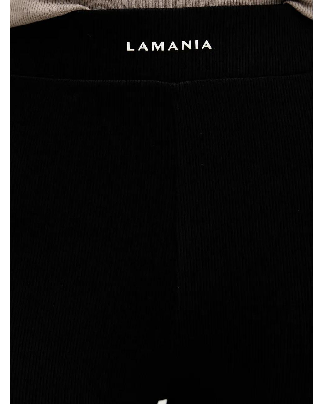 La Mania Black Tonic Ribbed-Knit Leggings