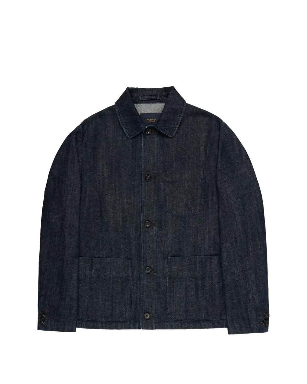 Incotex Blue Patch-Pocket Cotton Jacket for men