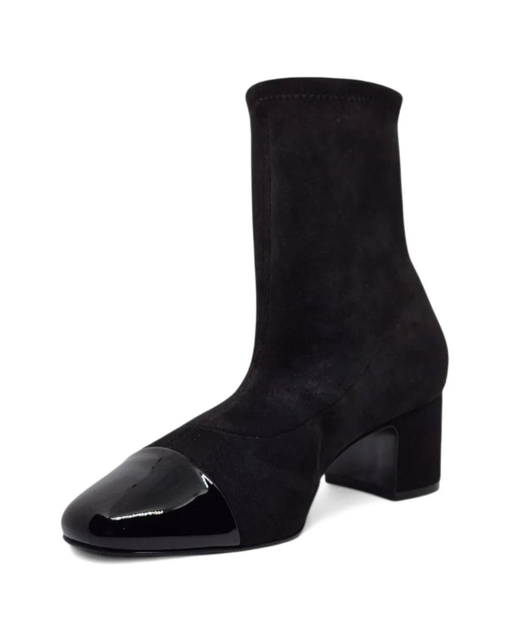Casadei Black Cap-Toe Block-Heel Pumps