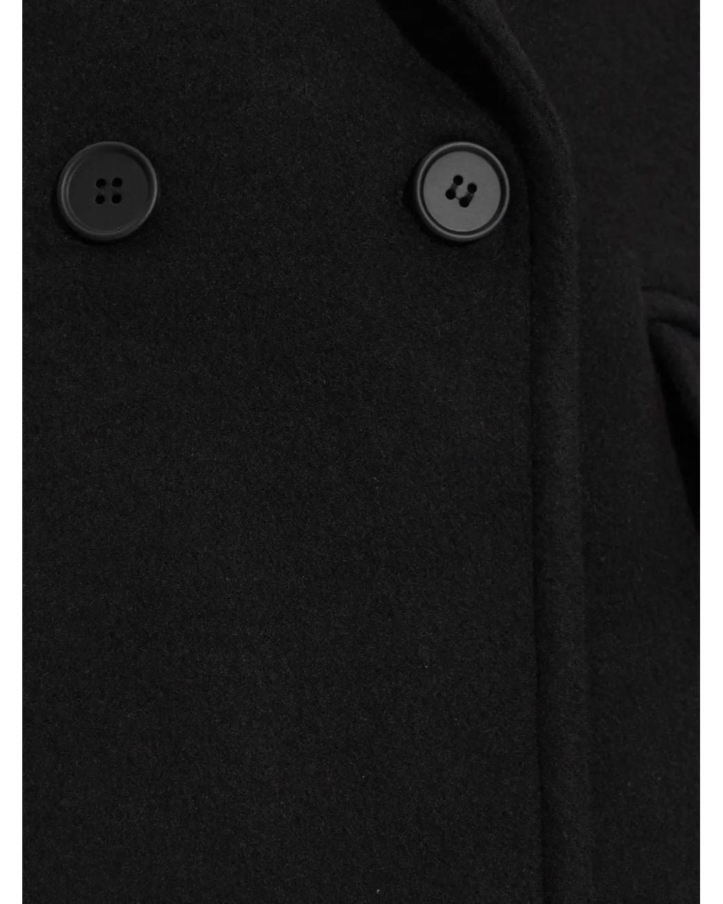 AllSaints Black Double-Breasted Lapel Coat