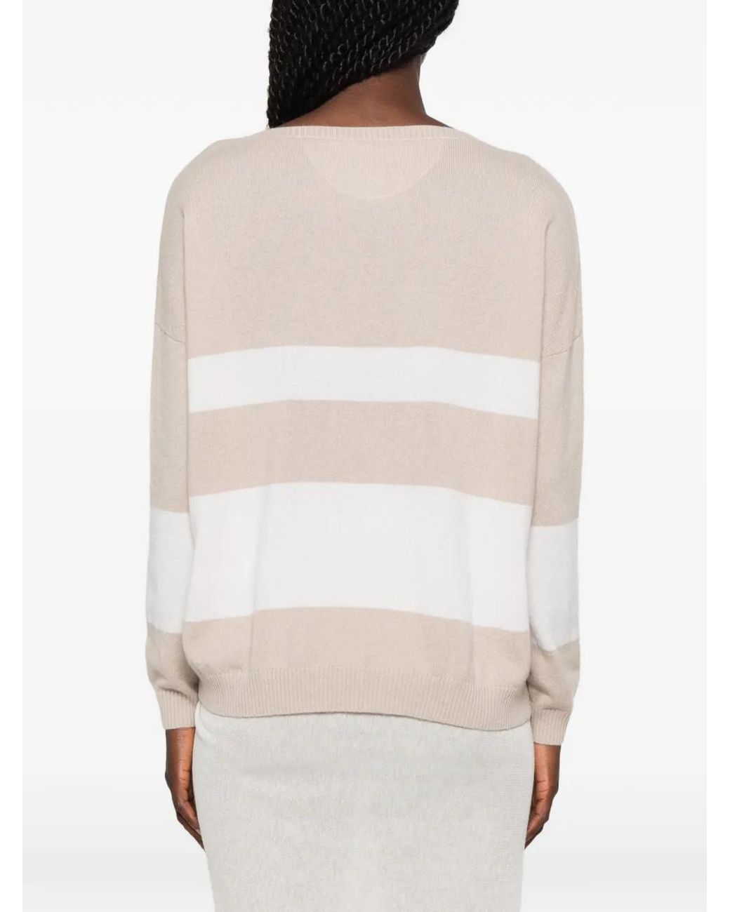 Purotatto Natural Horizontal-Stripe Sweater