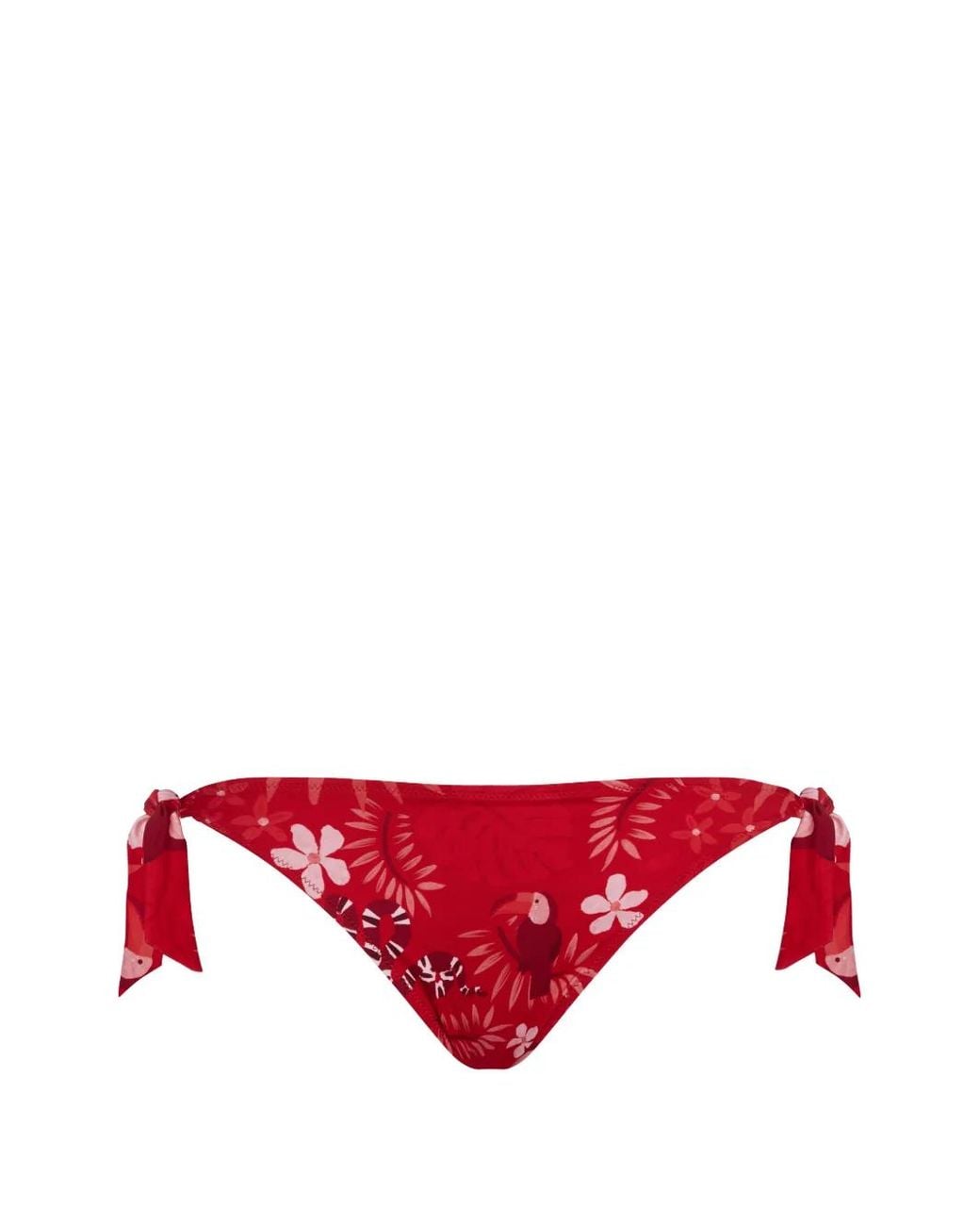 Vilebrequin Red Floral-Print Side-Tie Bikini Bottoms