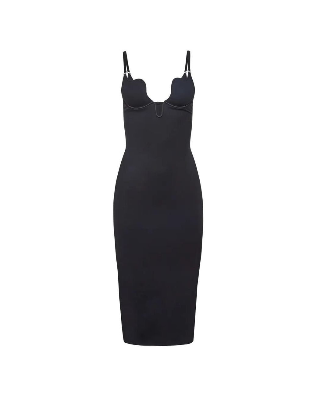 Fleur du Mal Black Seduce U-Plunge Midi Dress