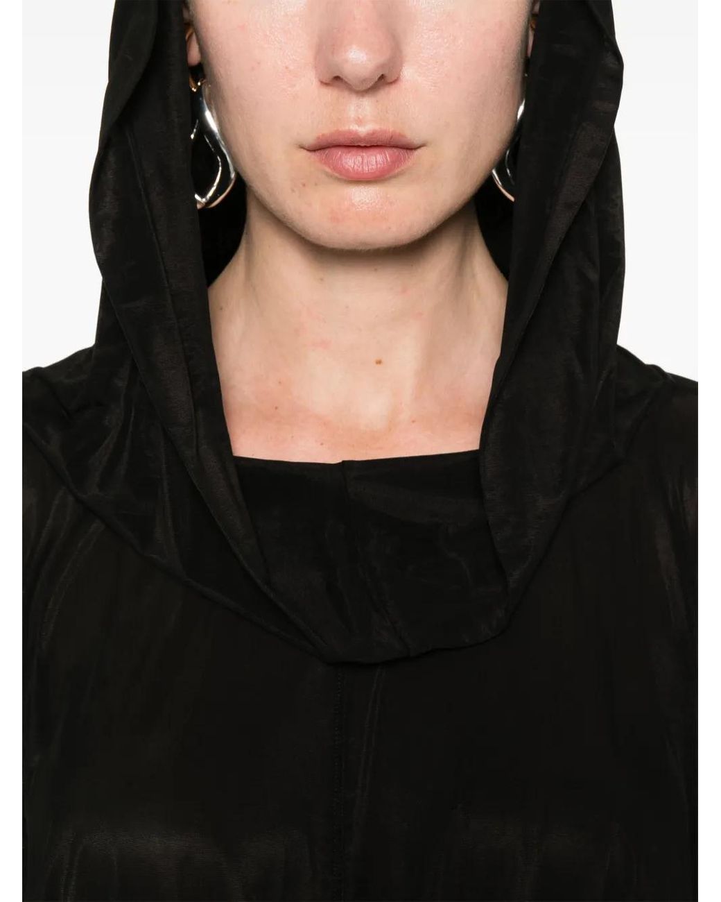 Rick Owens Tops ,Zwart ,Zwarte Dolman Mouw Semi-Transparante T-Shirt in het Black