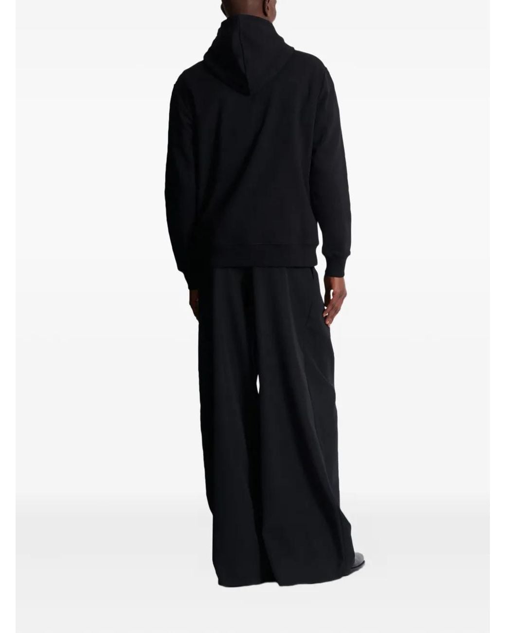 Balmain Black Flocked College Hoodie for men