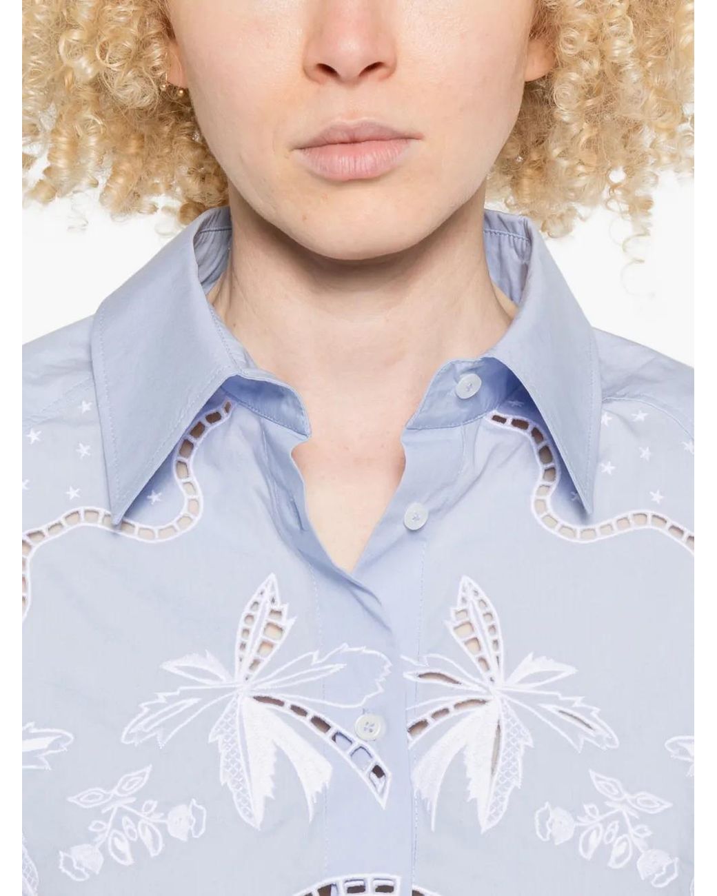 Sandro White Chemise À Broderies