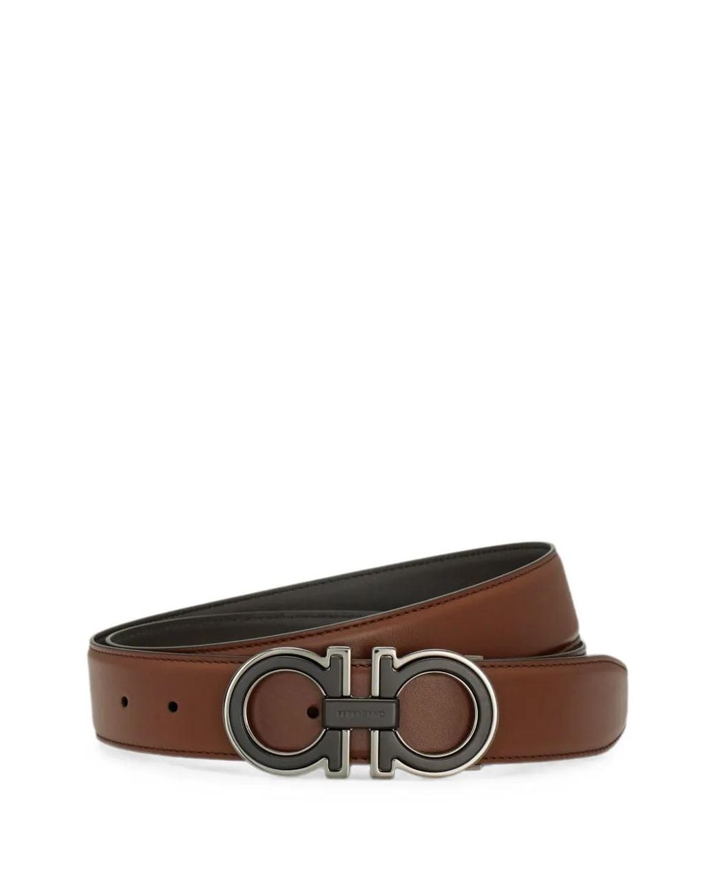 Ferragamo Brown Reversible And Adjustable Gancini Belt for men