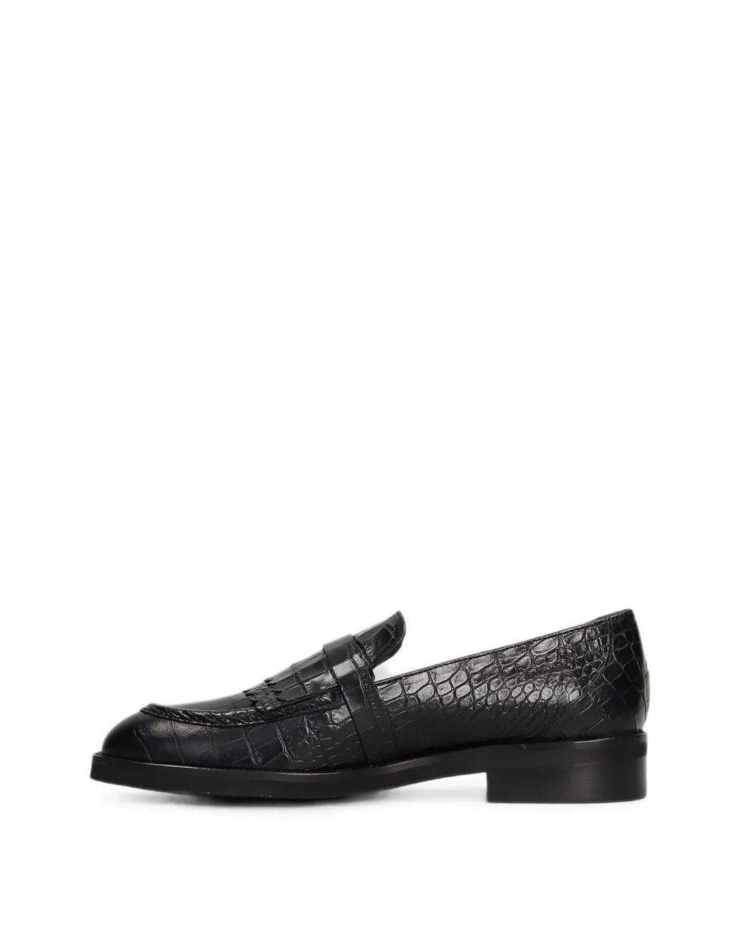 Pedro Miralles Black Fringed Crocodile-Effect Loafers