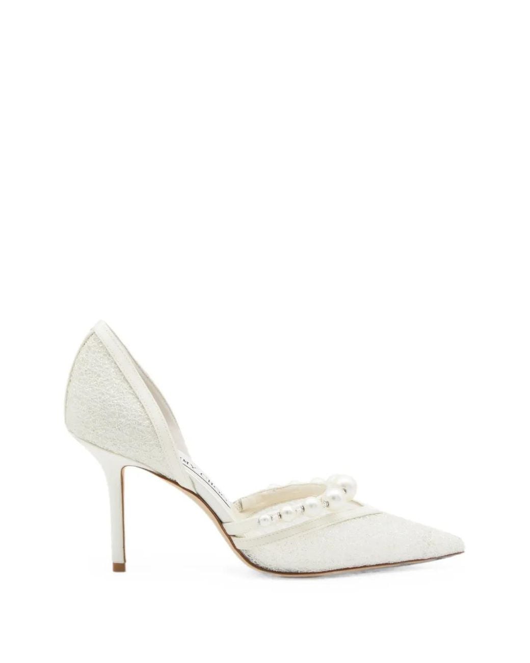 Jimmy Choo White Escarpins Aurelie 85 À Ornements De Perles
