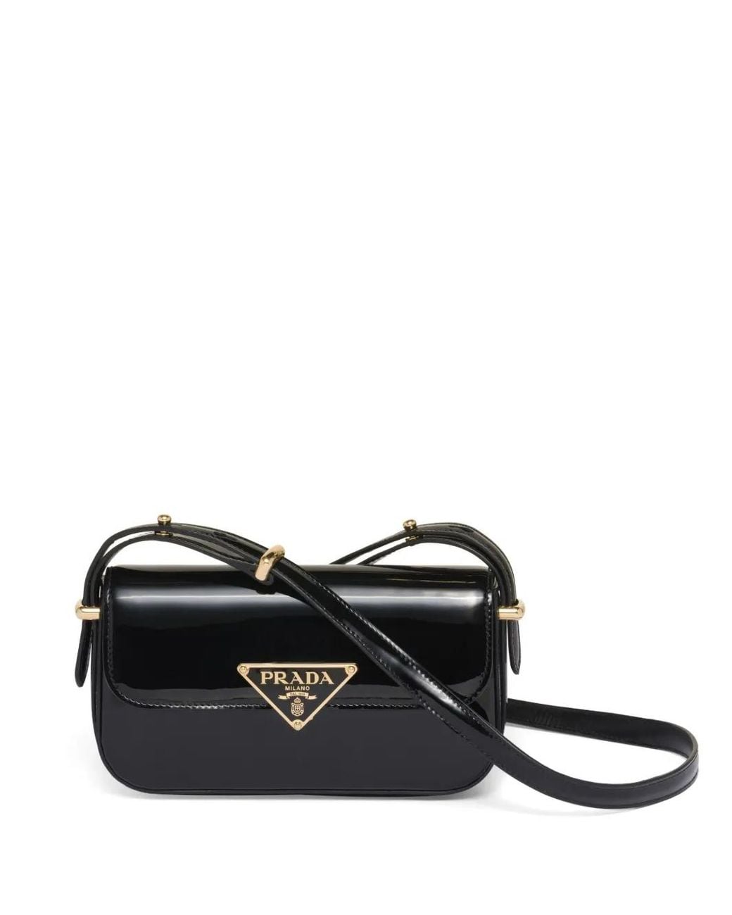 Prada Black Logo-Plaque Leather Shoulder Bag