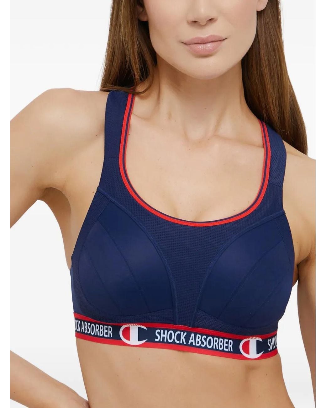 Champion Blue X Shock Absorber Logo-Tape Sports Bra