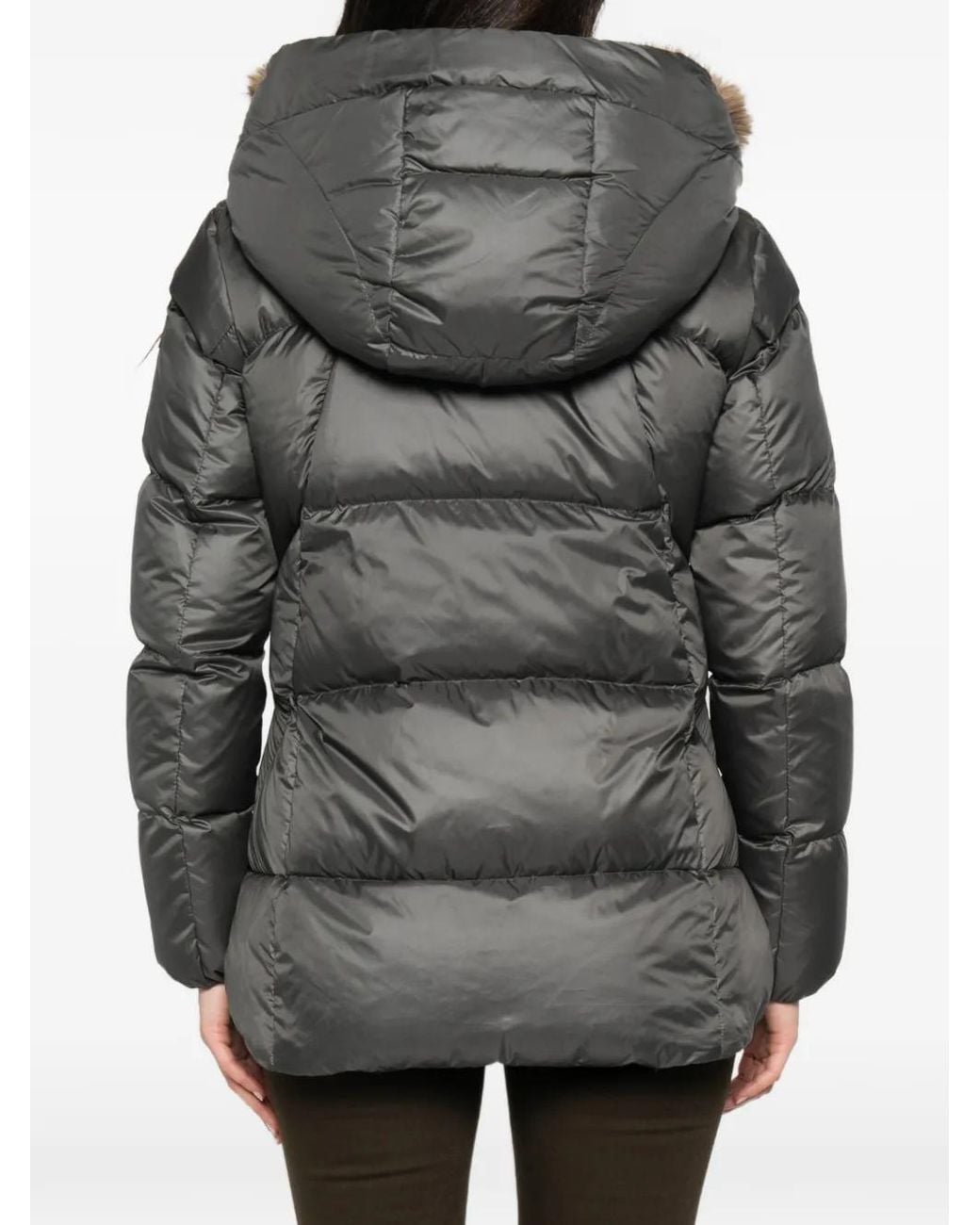 Peuterey Gray Faux-Fur Trim Padded Coat