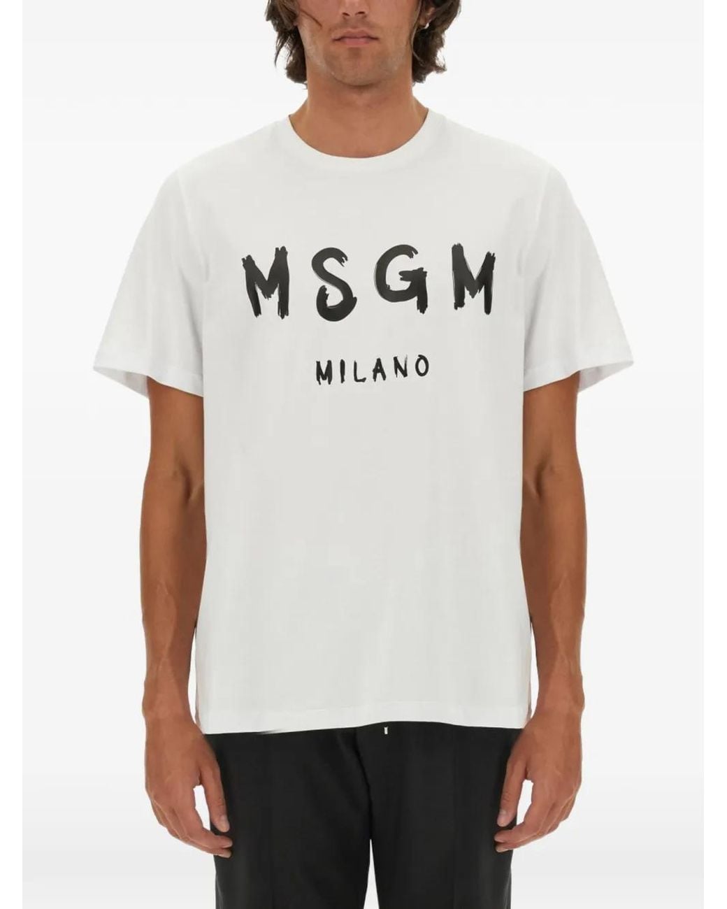 MSGM White Logo-Detail T-Shirt for men