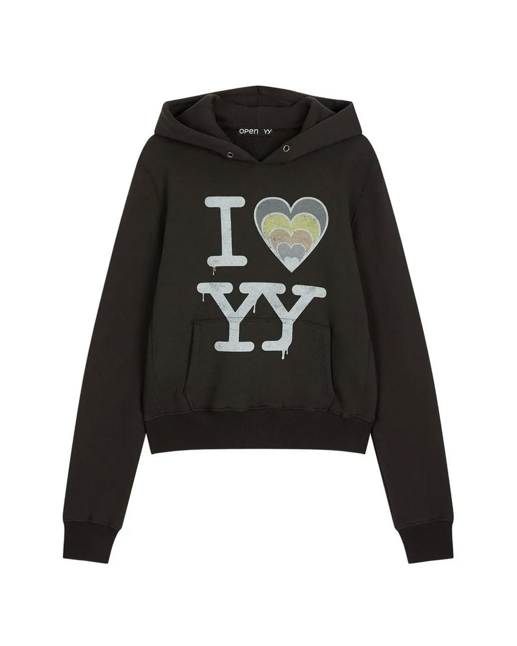 OPEN YY Black Graphic-Print Hoodie