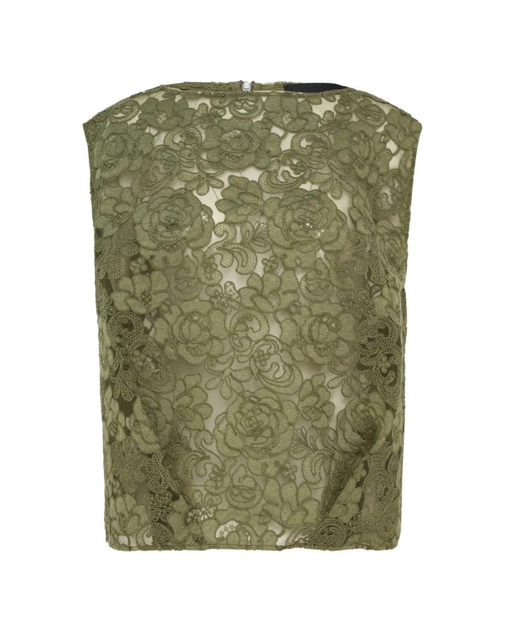 Simone Rocha Green Floral-Lace Sleeveless Top
