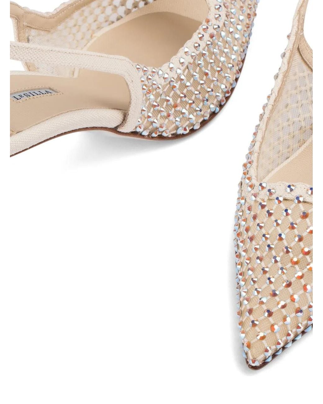 Le Silla White Gilda Fierce Embellished Slingback Pumps