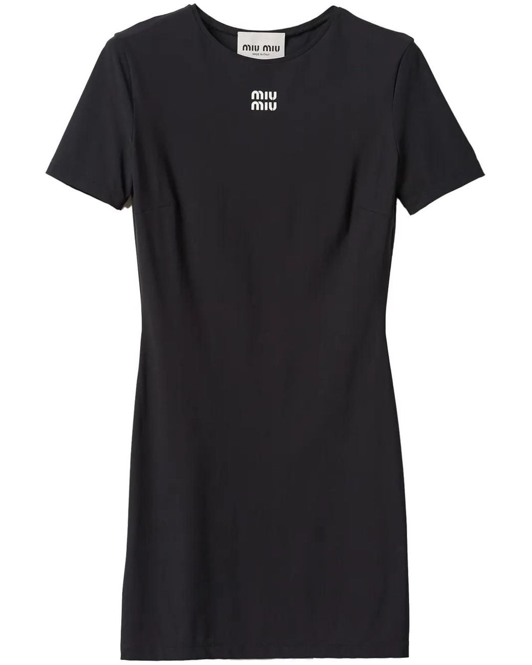 Miu Miu Black Logo-Print Short-Sleeve Minidress