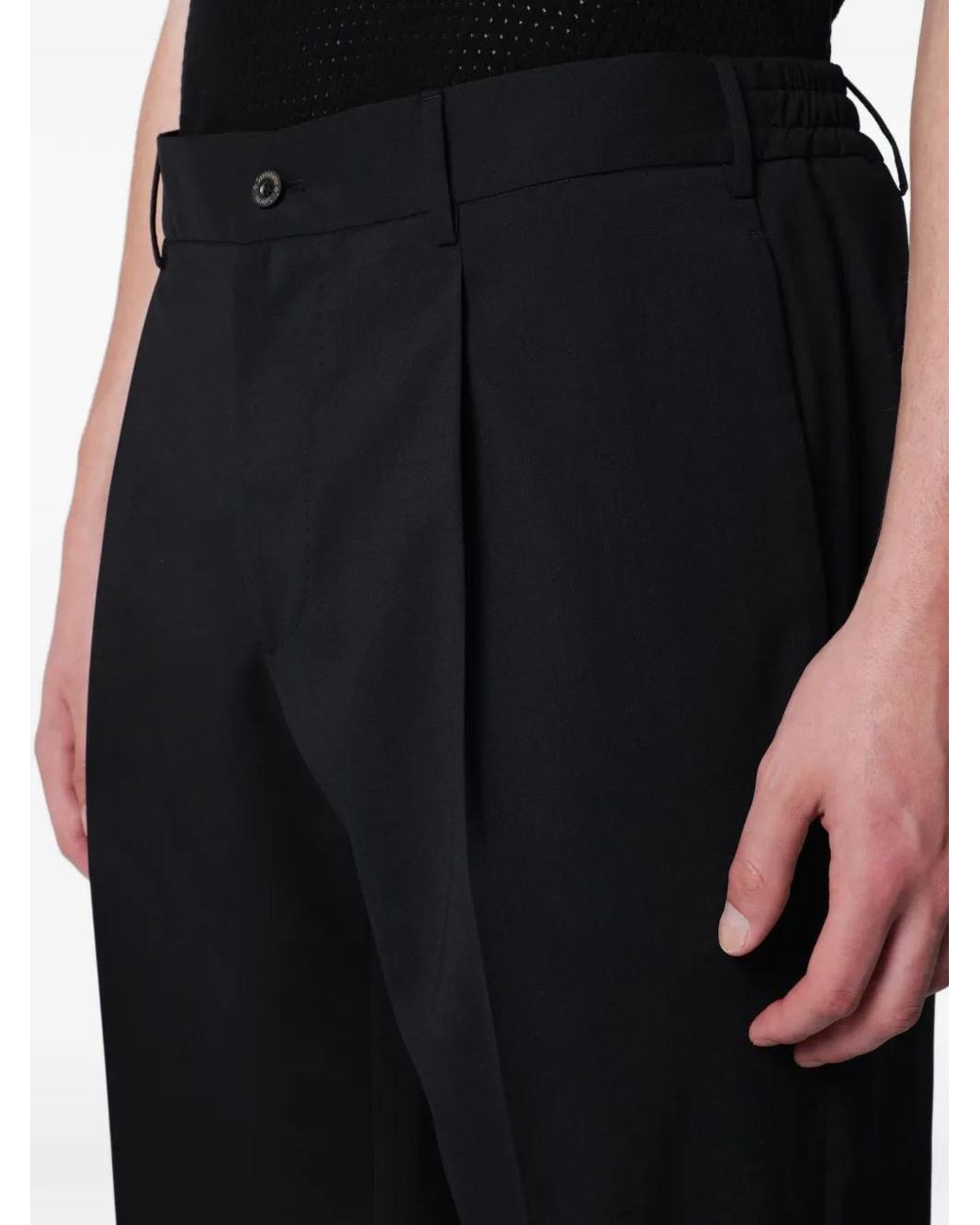 Santaniello Black Irno Pleated Trousers for men