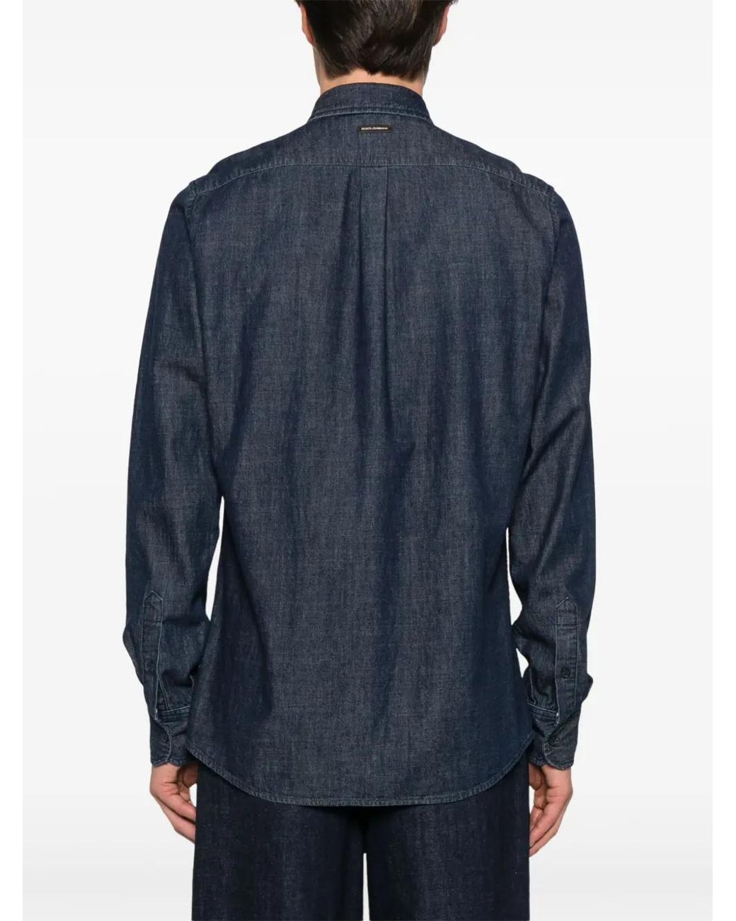 Dolce & Gabbana Blue Logo-Patch Shirt for men