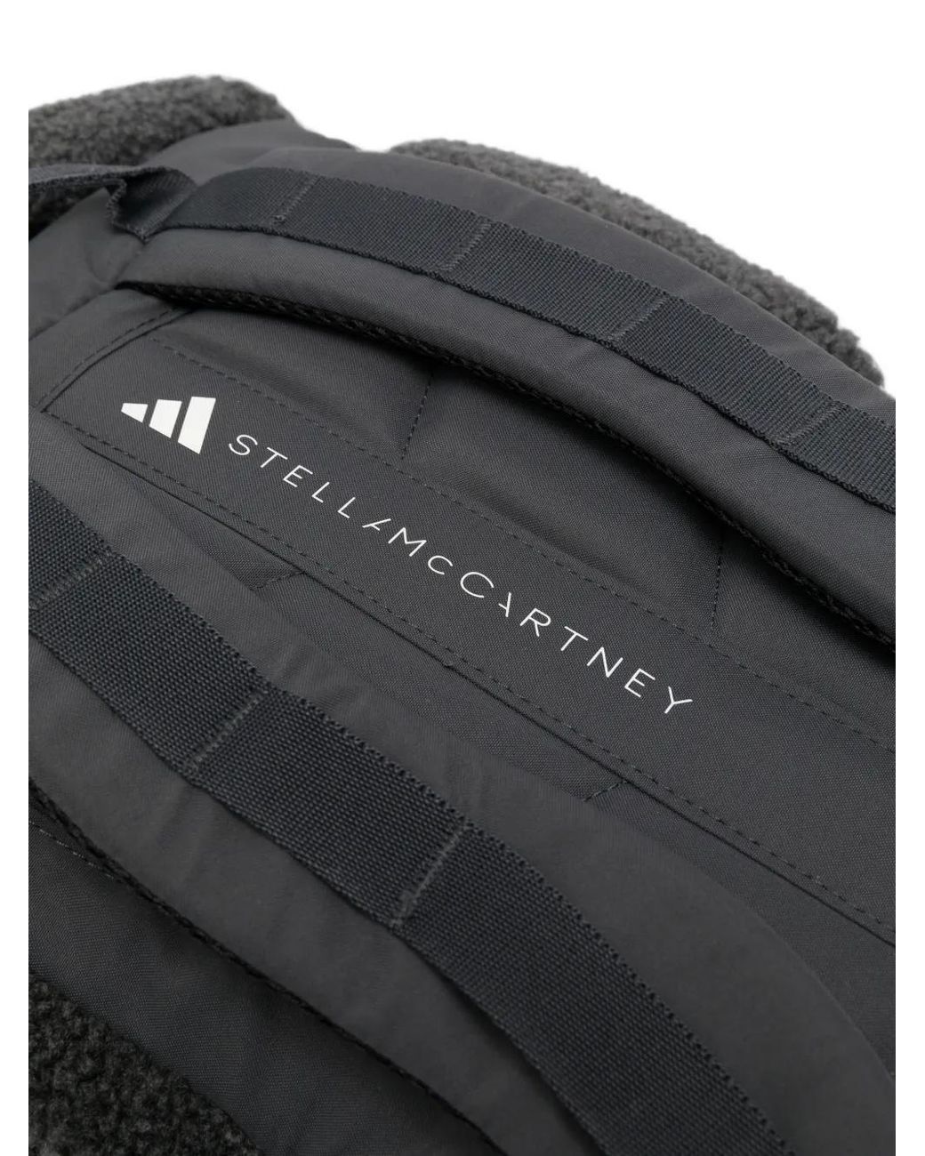 Adidas By Stella McCartney Black Fleece-Texture Buckle-Fastening Backpack