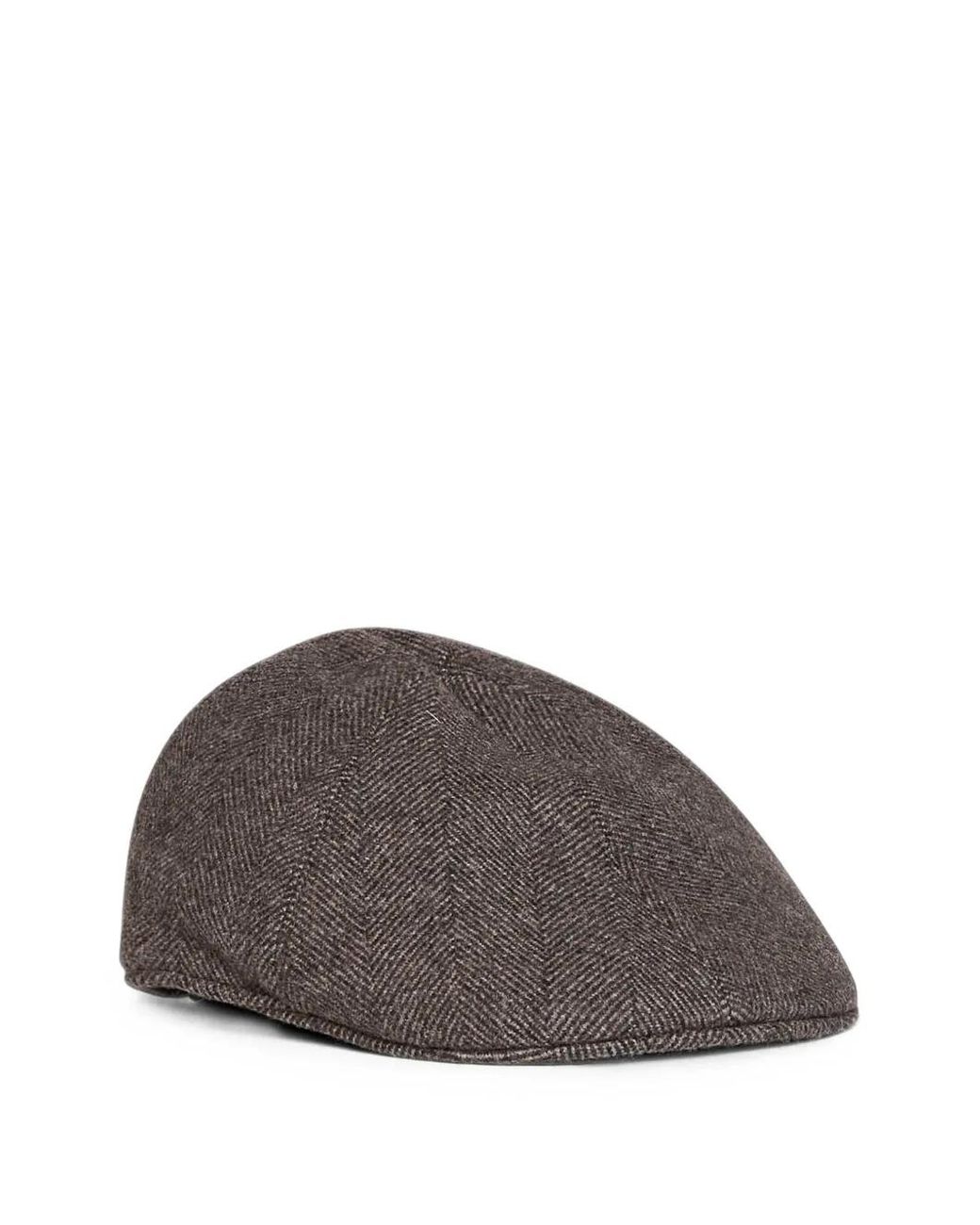 Tagliatore Gray Chevron-Pattern Segmented Flat Cap for men