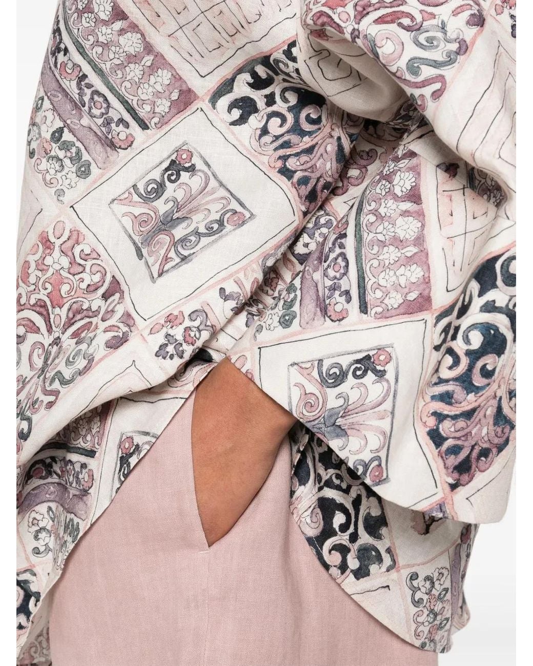 Eleventy White Geometric-Print Shirt