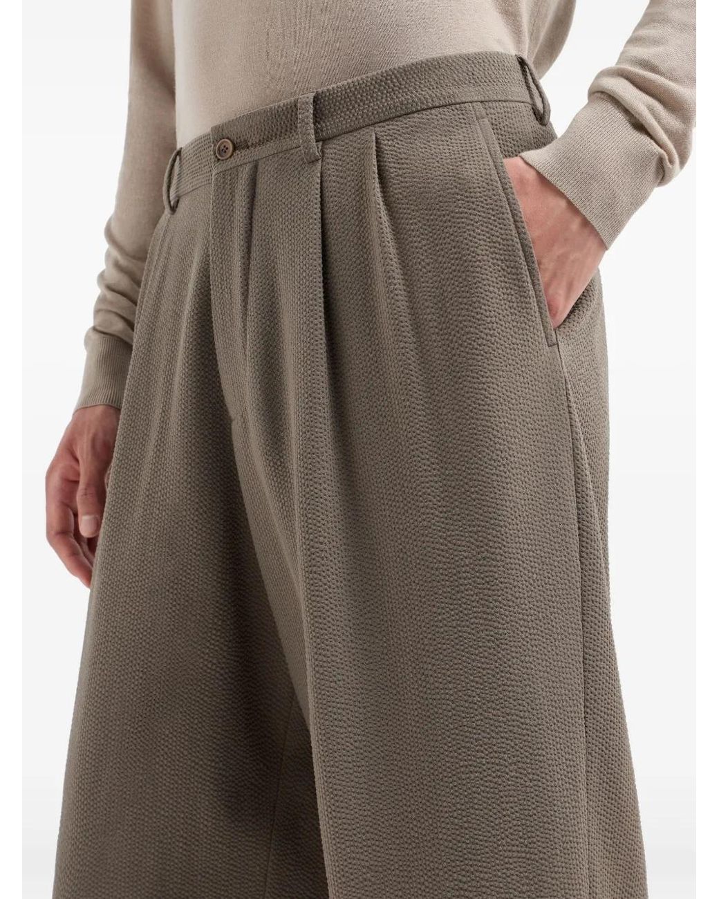 Giorgio Armani Brown Pleat-Detail Trousers for men
