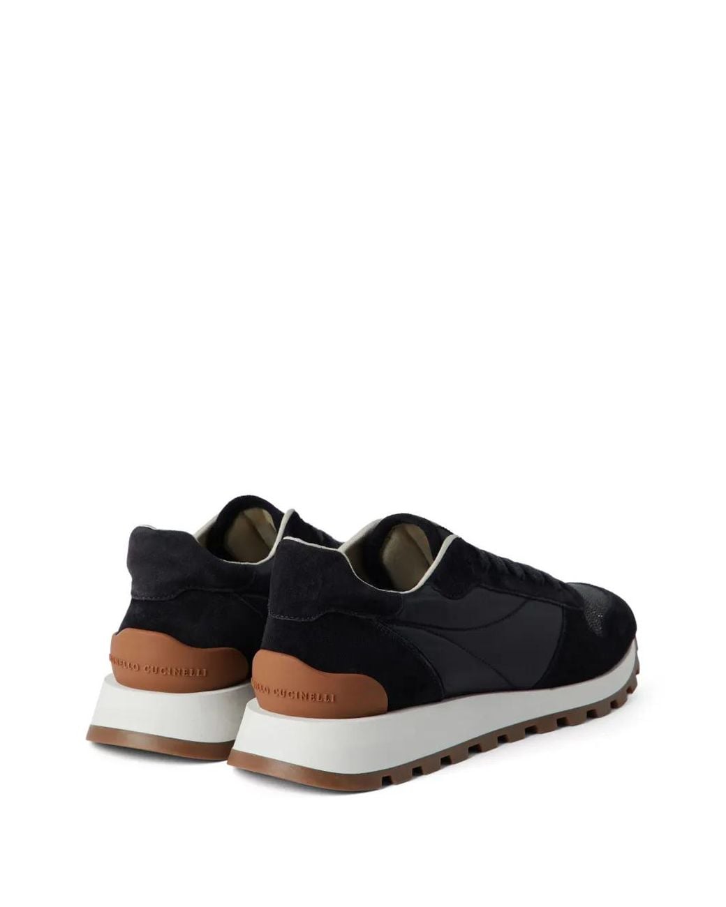 Brunello Cucinelli Multicolor Suede And Techno Fabric Runners With Precious Toe
