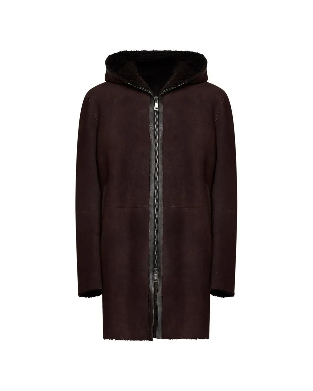 Tagliatore Purple Wilson Hooded Shearling Coat for men