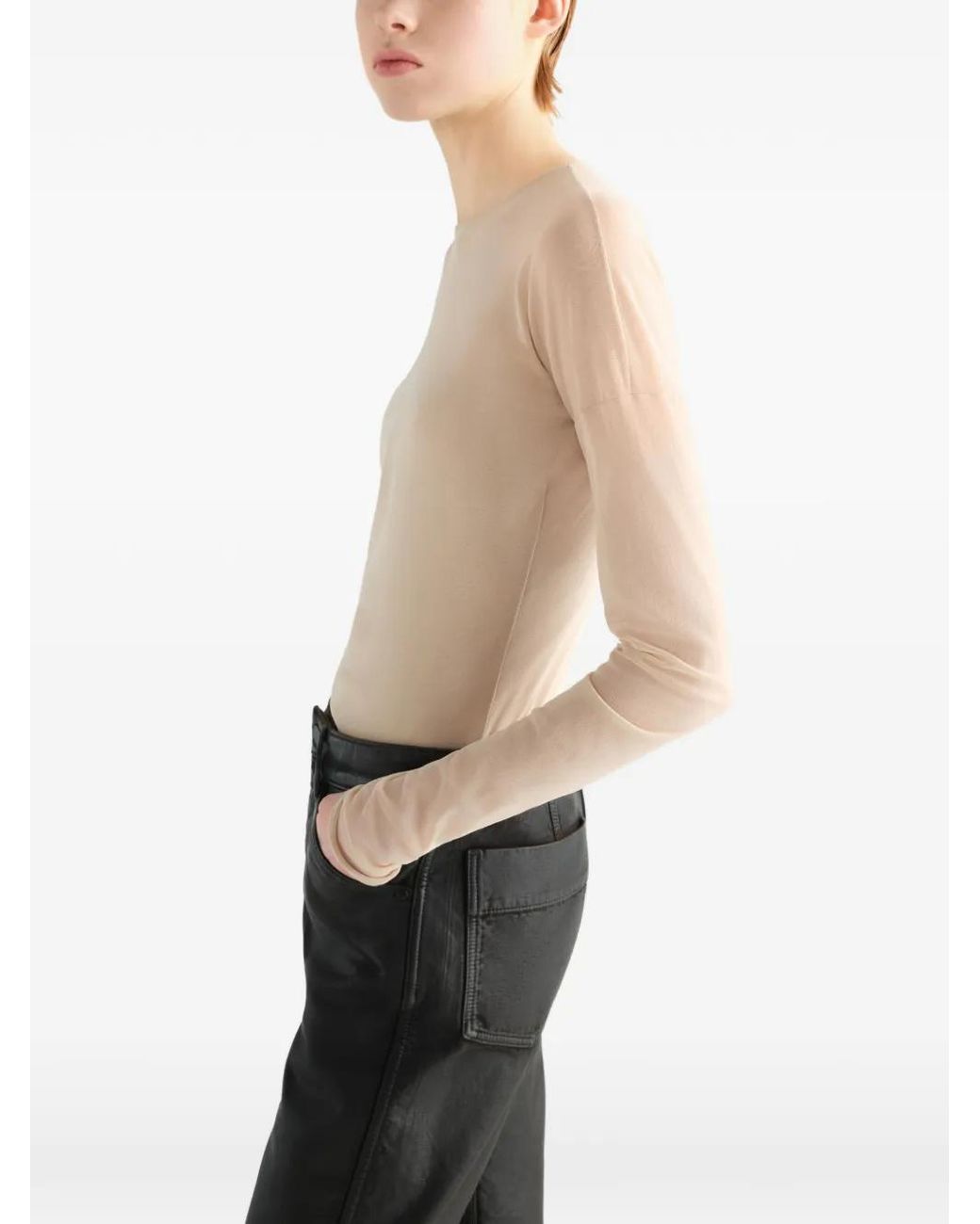 Lemaire White Long-Sleeve Ballerina-Style Top