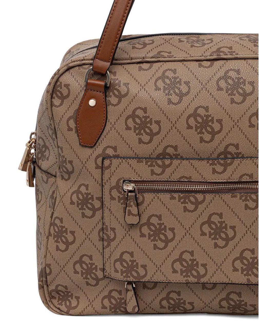 Guess Brown Monogram-Pattern Laptop Bag
