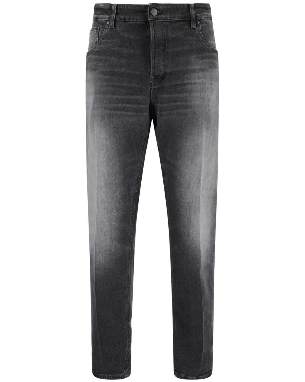 PT Torino Gray Slim-Fit Whiskered Stretch Denim Jeans for men